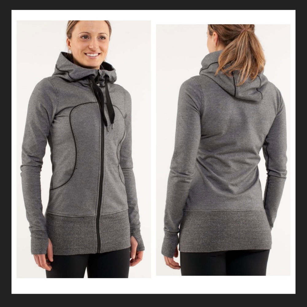 Lululemon Live Simply Jacket White Black Mircostripe Hoodie